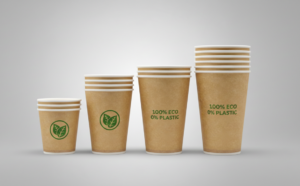 Kubki papierowe kraft z nadrukiem, różne pojemności (100–250 ml)